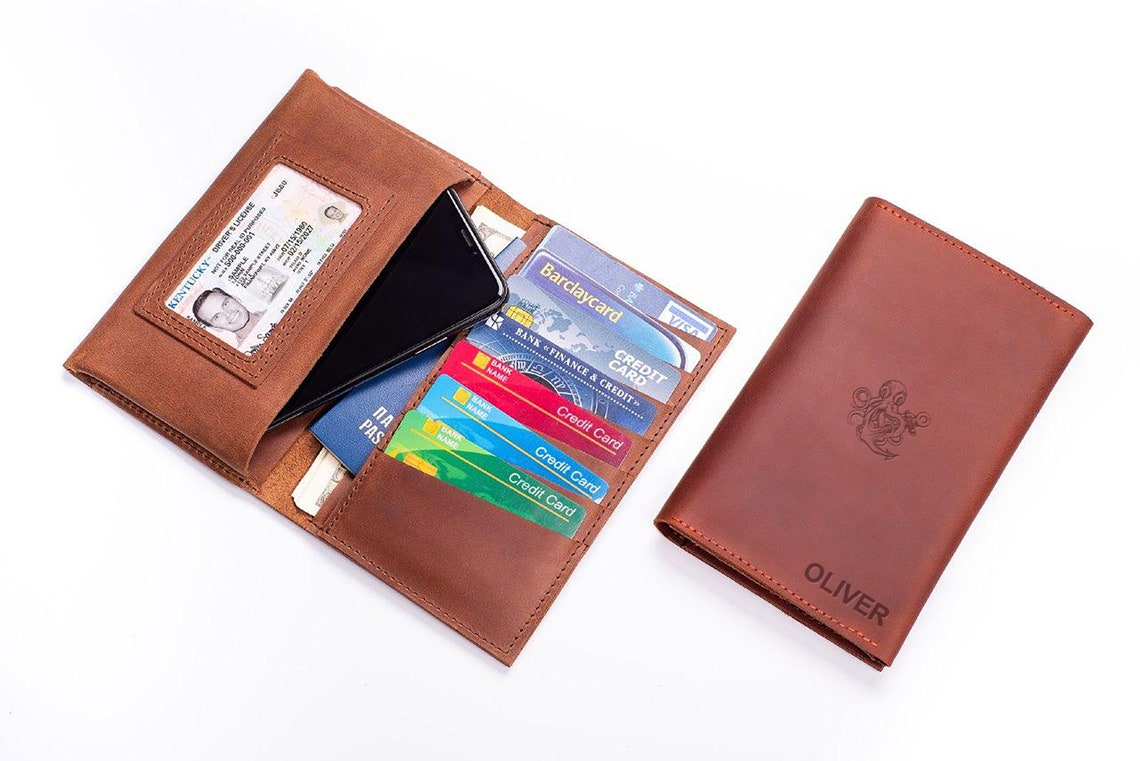 Travel wallet Personalized Leather wallet for men field Etsy