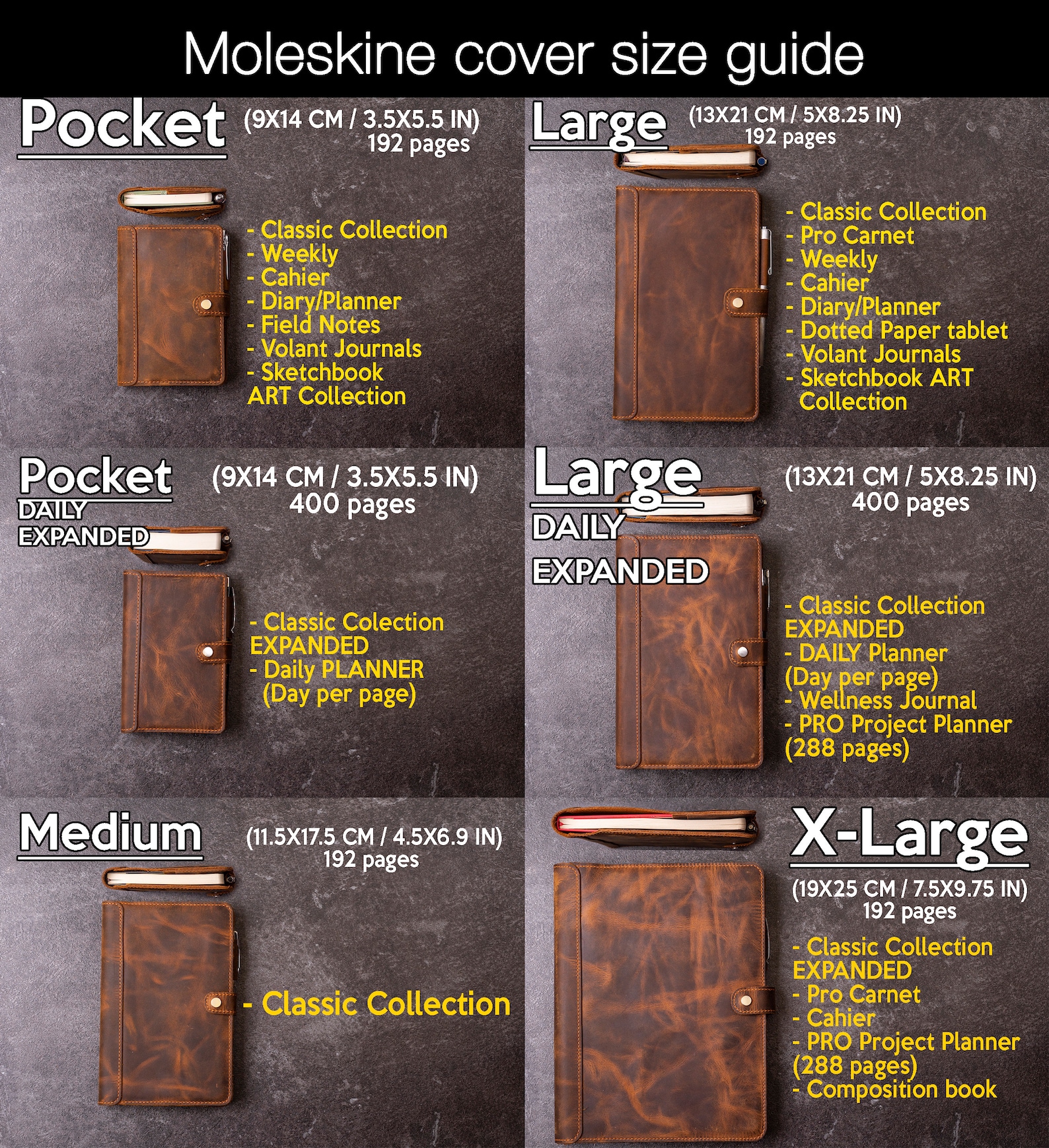 Moleskine Leather Cover Pocket With Pen Loop Leather Cover Etsy