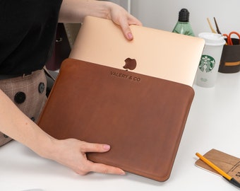 Personalized Macbook Pro 13 Case, 13 inch Laptop Case, Leather Macbook Air Sleeve, Personalized Macbook Case