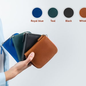 Zipper minimalist leather womens wallet