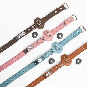 Leather AirTag Dog Collar Compatible with Air Tag Holder for Dogs, AirTag Dog Collar with AirTag Holder