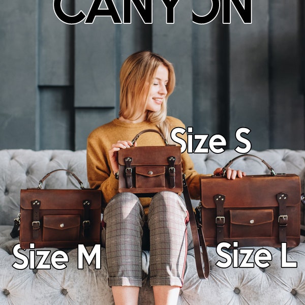 Vintage Leather Satchel, Crossbody Messenger Bag, Handmade, Three Sizes