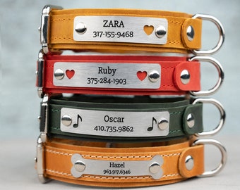 Personalized Leather Dog Collar, Engraved Dog Collar, Dog Collar with Name Plate