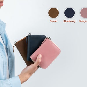 Minimalist leather zipper slim women wallet