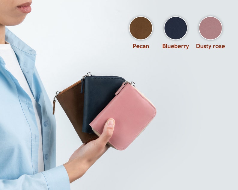 Minimalist leather zipper slim women wallet