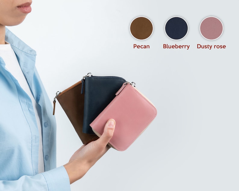 Personalize leather zipper women wallet