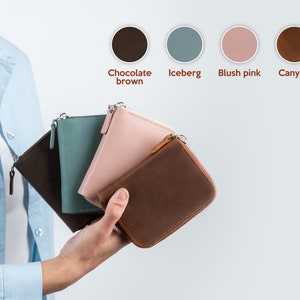 Personalize leather zipper women wallet