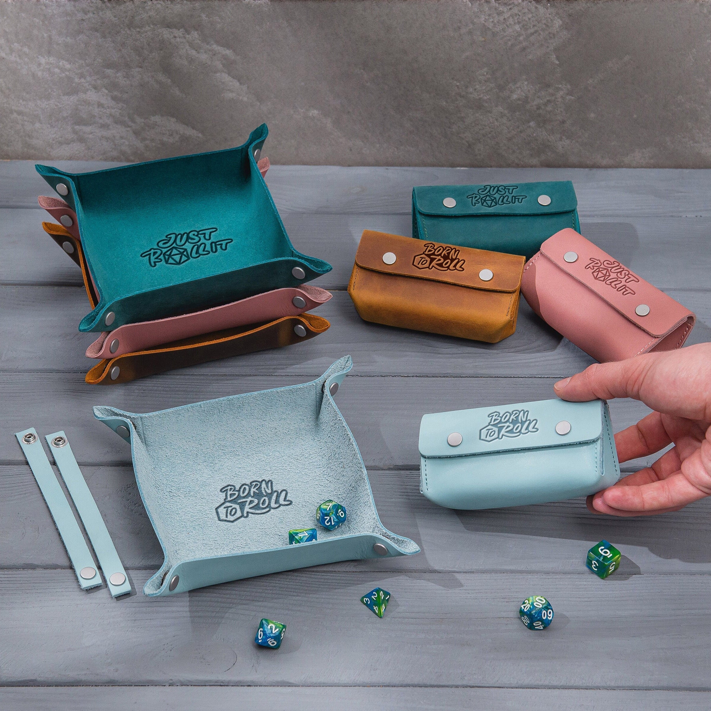 Leather Tray DND Dice Set, Graduation Gifts, College Graduate Essential, Personalized Leather Dice Tray Set