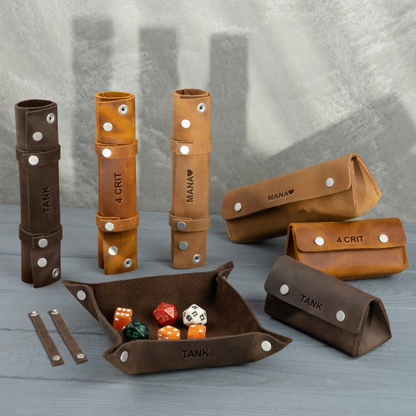 Leather Dice Bag and Tray, Set of Dice Tray and Bag, DnD Dice Bag, Dice Tray, Dnd Set