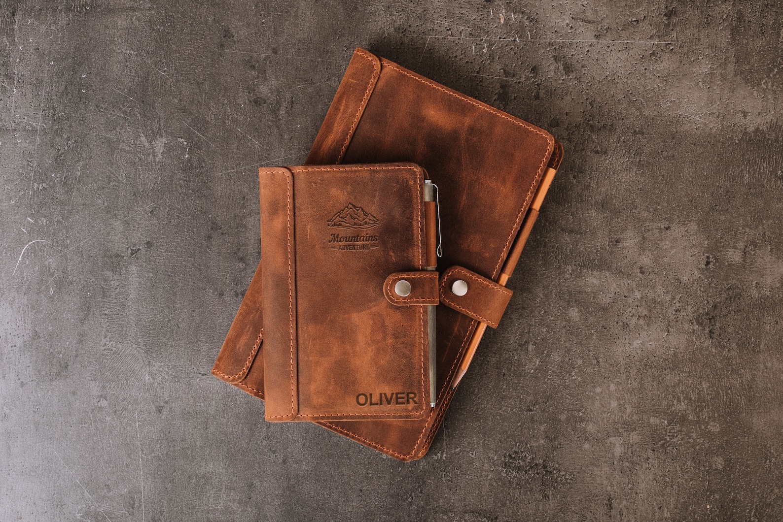 Moleskine Leather Cover Pocket With Pen Loop Leather Cover Etsy