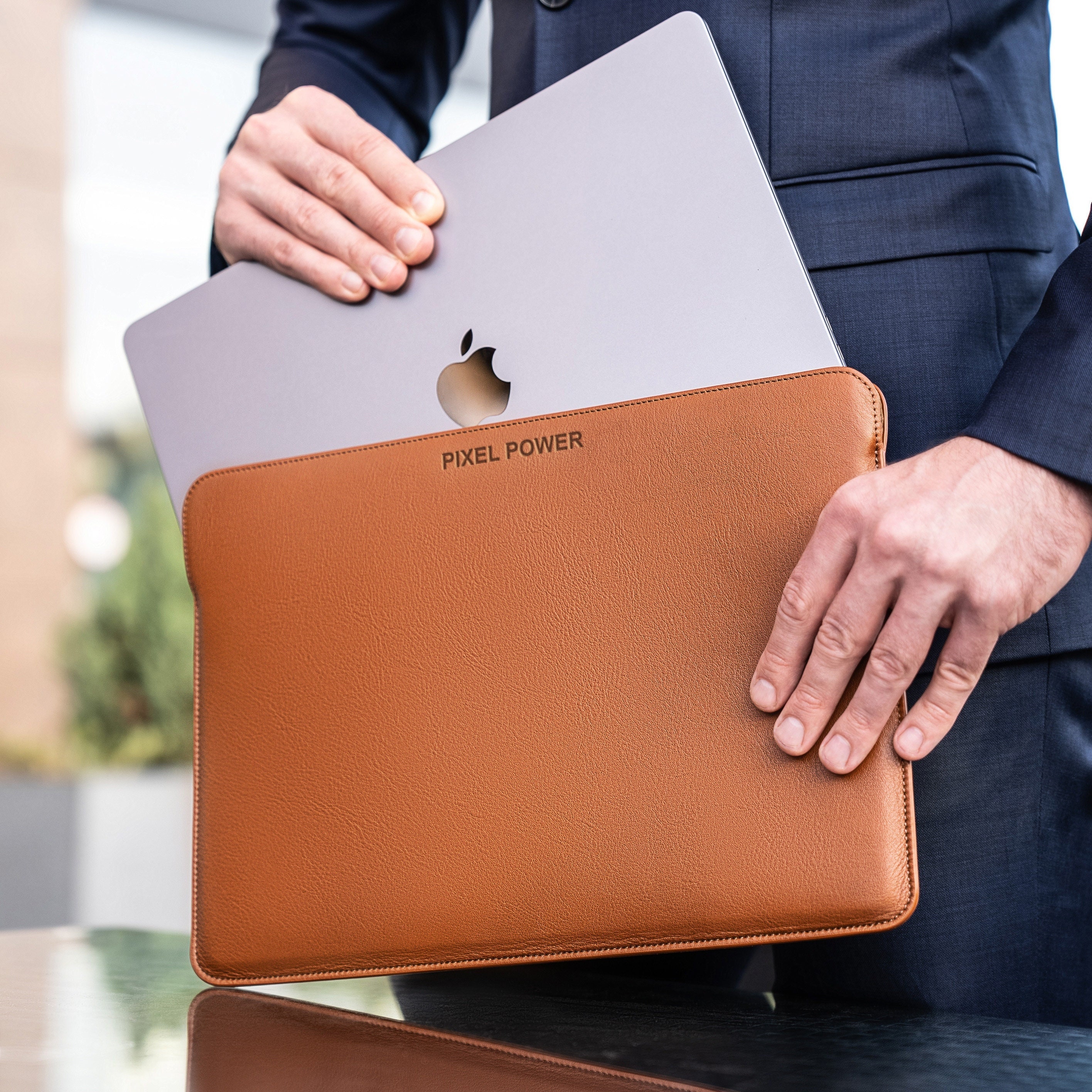Leather 15 inch MacBook Pro Sleeve - Personalized Gifts
