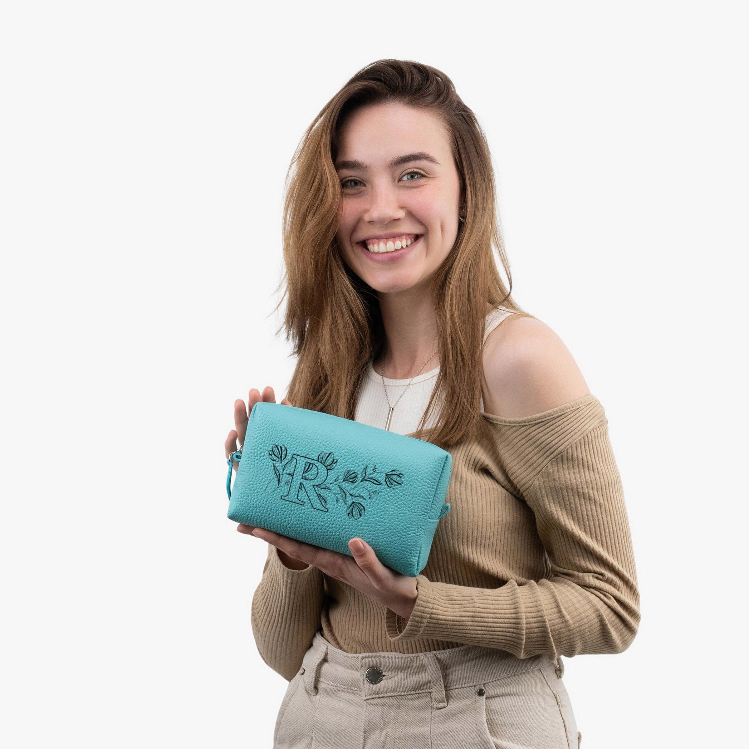 Leather Makeup Bag, Cosmetic Bag Women, Makeup Organizer, Bridesmaid Gift Name, Bridesmaid Gift Proposal, Christmas Gift for her