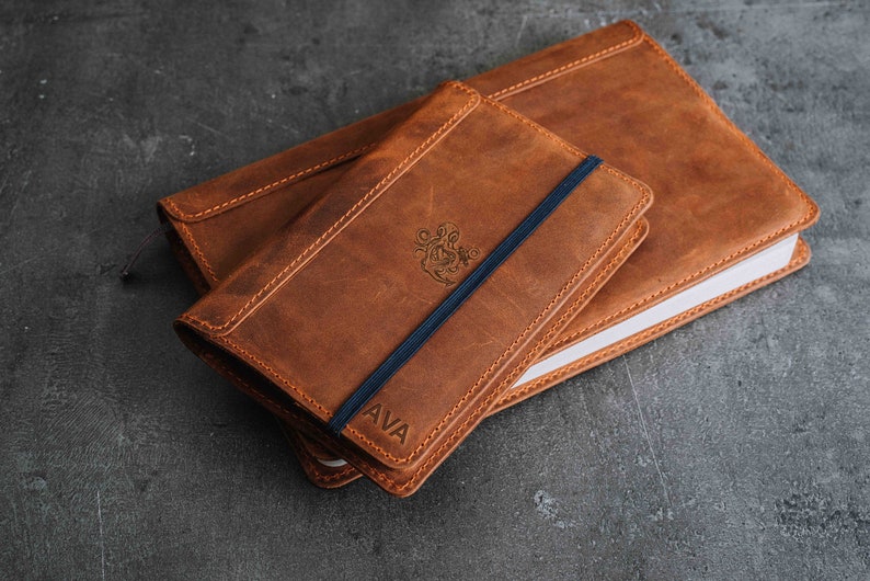 Moleskine Leather Cover Pocket Personalized Refillable Etsy