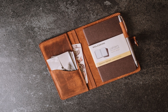 Moleskine Cahier Leather Cover Pocket With Pen Loop, Moleskine