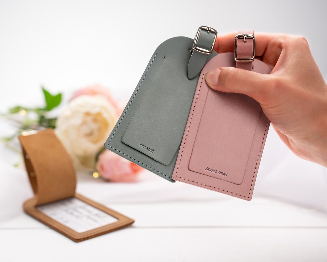 Etichetta Bagaglio In Vera Pelle Di Lusso Con Fibbia In Ottone, Personalizzabile, Made In UK