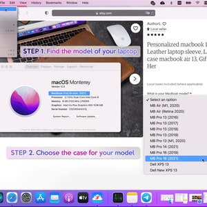 MacBook Pro/Air 13' 14' 16' Personalized Leather laptop sleeve how to find the model of your Mac