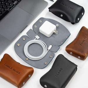 Personalized Travel Cord Organizer, Tech Accessories, Cable Organizer, Cord Organizer