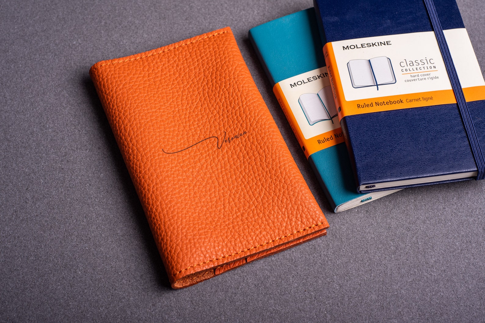 Leather moleskine cover for Classic moleskine Large size / Etsy