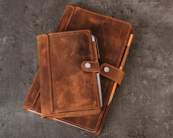 Leather journal, Moleskine pocket leather cover with pen loop, Refillable Journal cover, Personalized Moleskine Leather Cover.