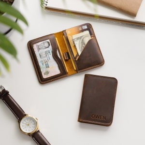Regalo de papá grabado, billetera de hombre delgada, billetera monograma personalizada, billetera personalizada, billetera grabada, regalo para él, regalo de padrino