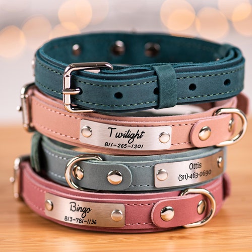 Personalized Leather Dog Collar Engraved Dog Collar Custom Etsy Australia