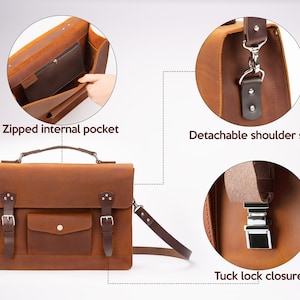 Leather Satchel Bags For Women with detachable shoulder strap