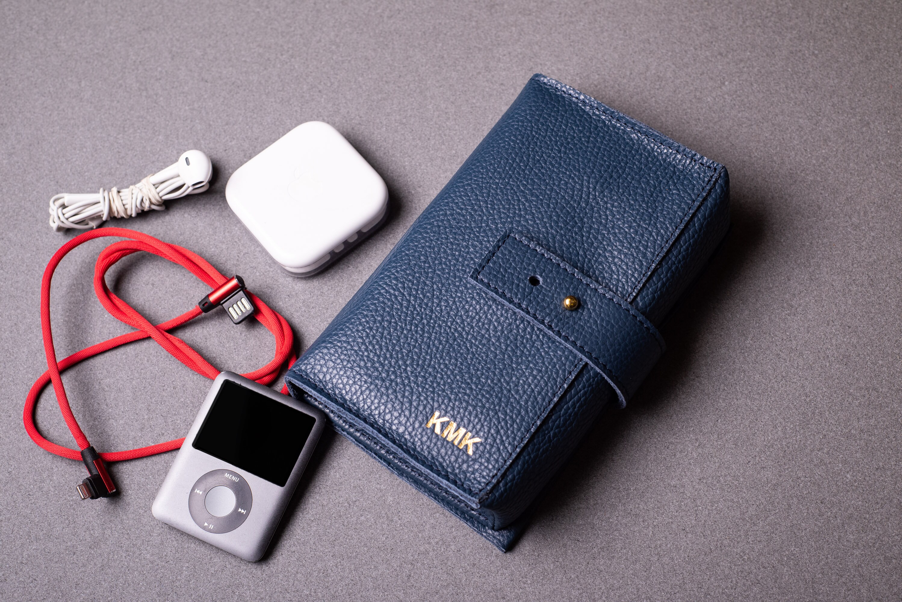 Leather Travel Tech Organizer Navy leather Electronics Etsy