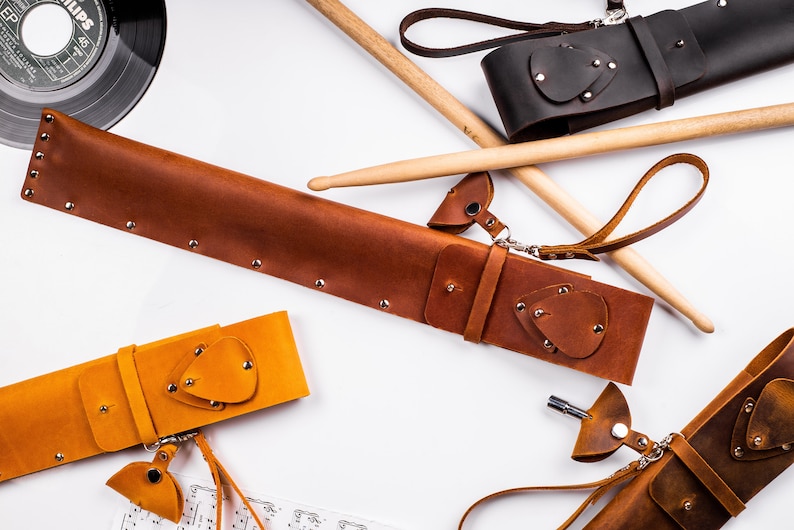Personalized leather drumstick bag gift for drummer gift