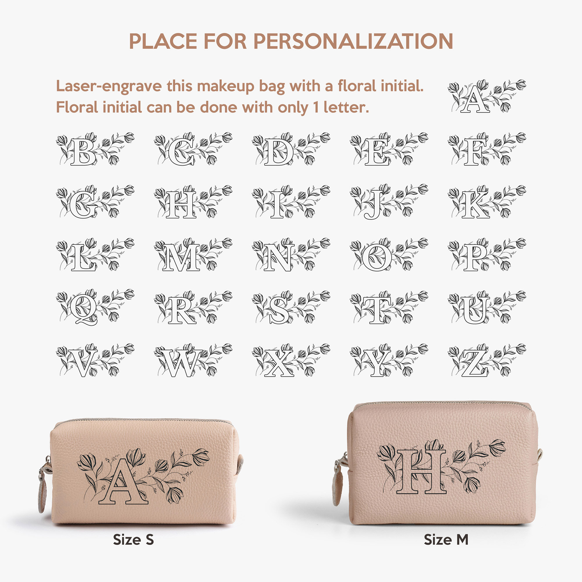 Leather Makeup Bag, Cosmetic Bag Women, Makeup Organizer, Bridesmaid Gift Name, Bridesmaid Gift Proposal, Christmas Gift for her