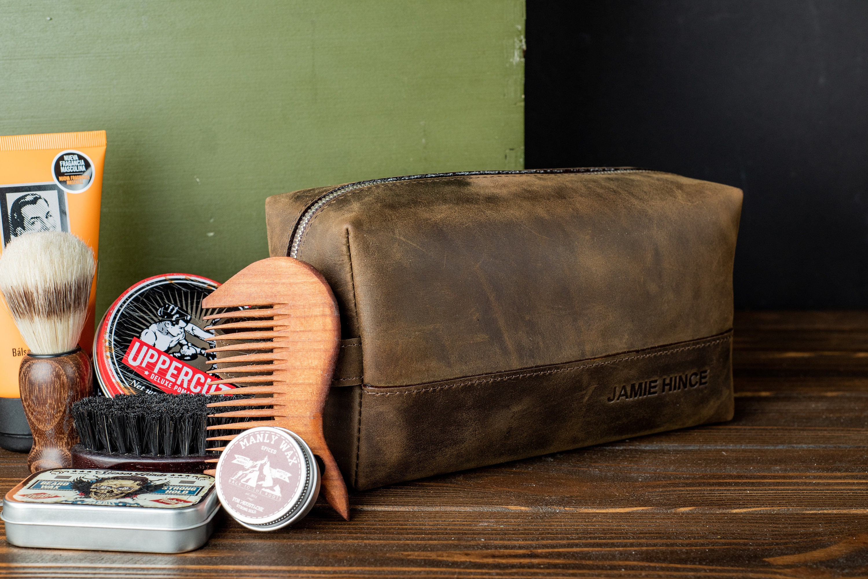 Dopp Kit Leather monogram dopp kit for men. Anniversary gift Etsy
