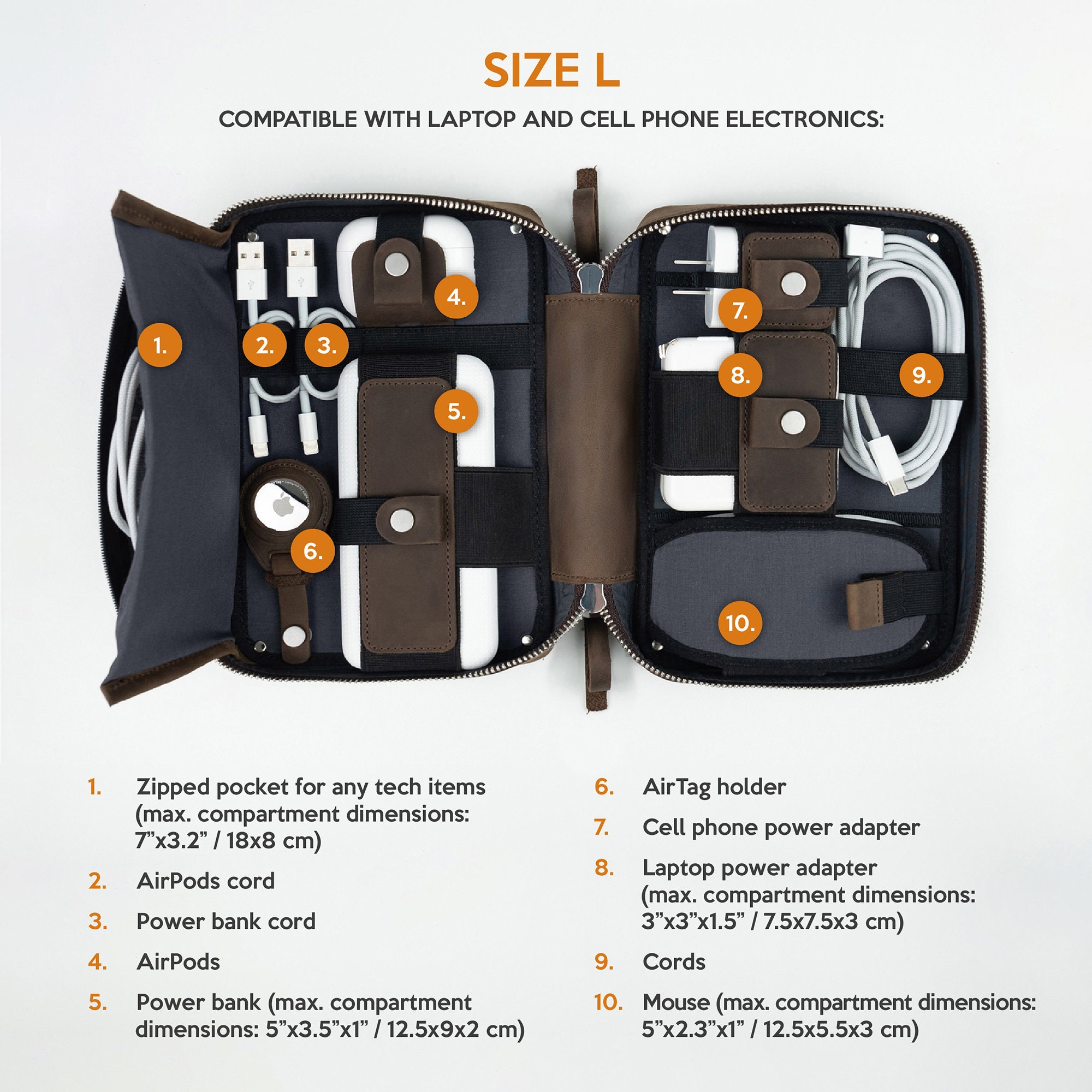 Travel Cable Organizer Bag Travel Electronics Accessories Bag Leather Tech Organizer Anniversary Gift Christmas Gift for Him Etsy