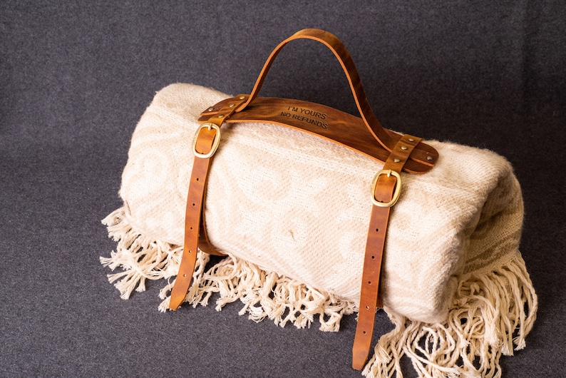 Picnic Blanket Strap Personalized Leather Blanket Carrier Etsy