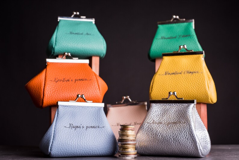 Personalized Leather kisslock framed walletKiss lock Etsy