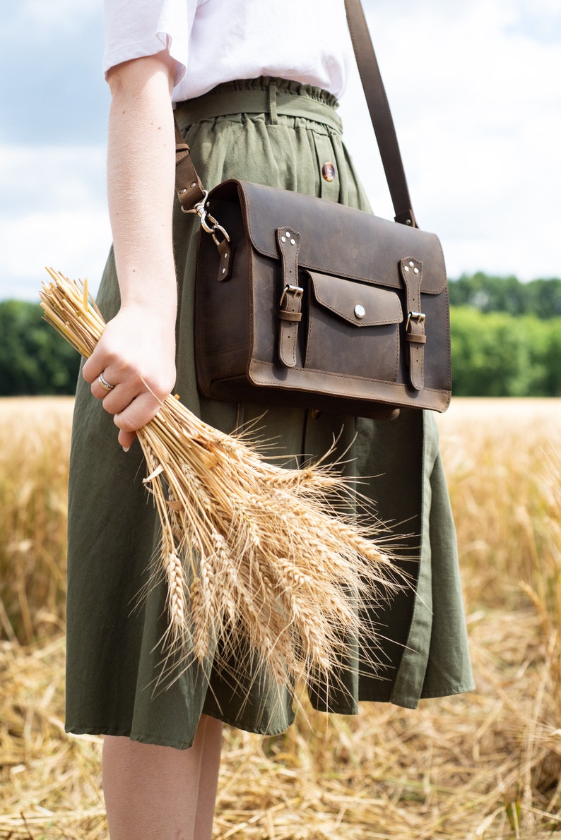 Leather Satchel, Brown Leather Purse, Satchel Leather Bag, Crossbody Bag Womens, Satchel Purse Leather Bag image 1