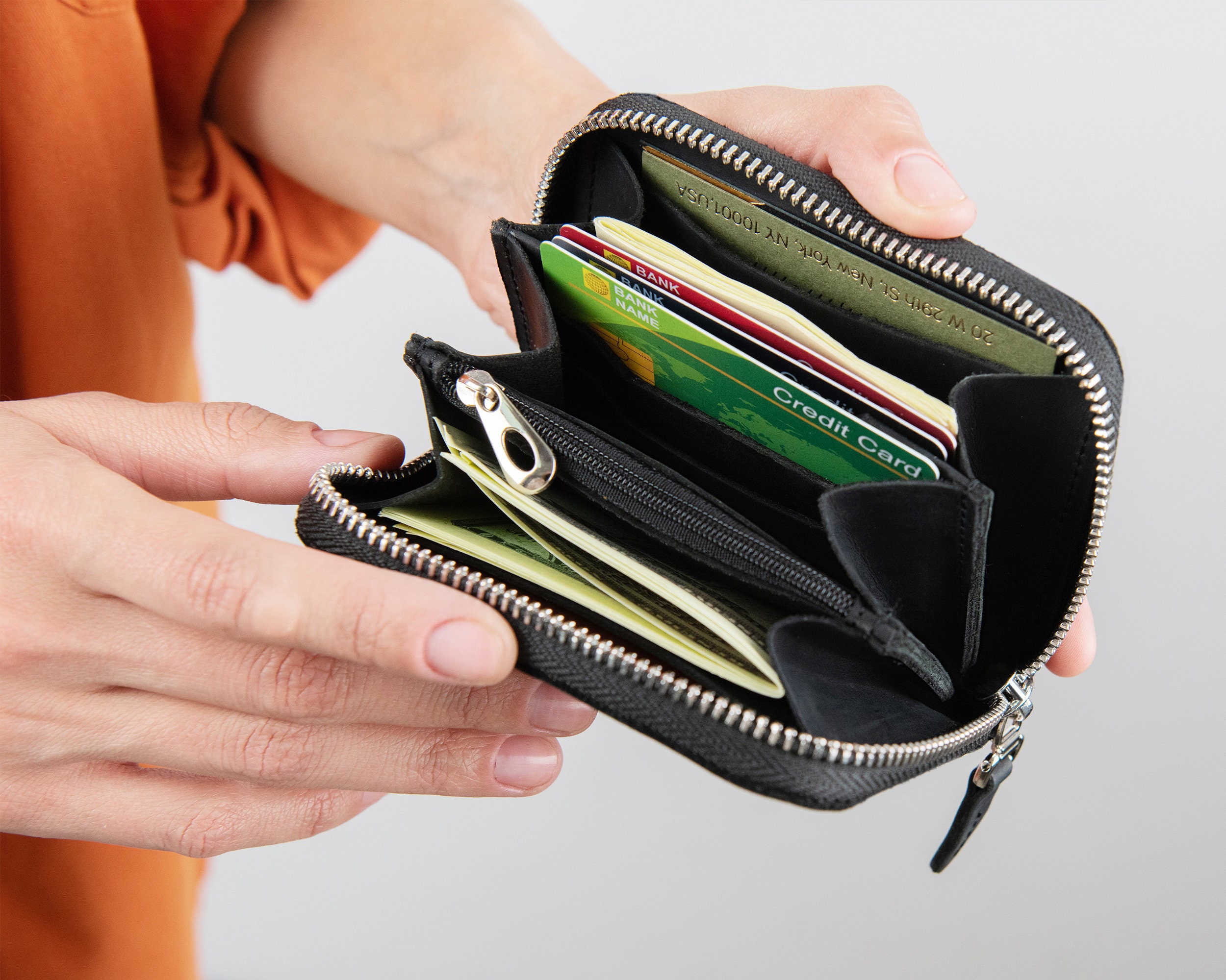 Slim Wallet Credit Card Holders Thin Tassel Zipper Wallets, Coin Pocket bags