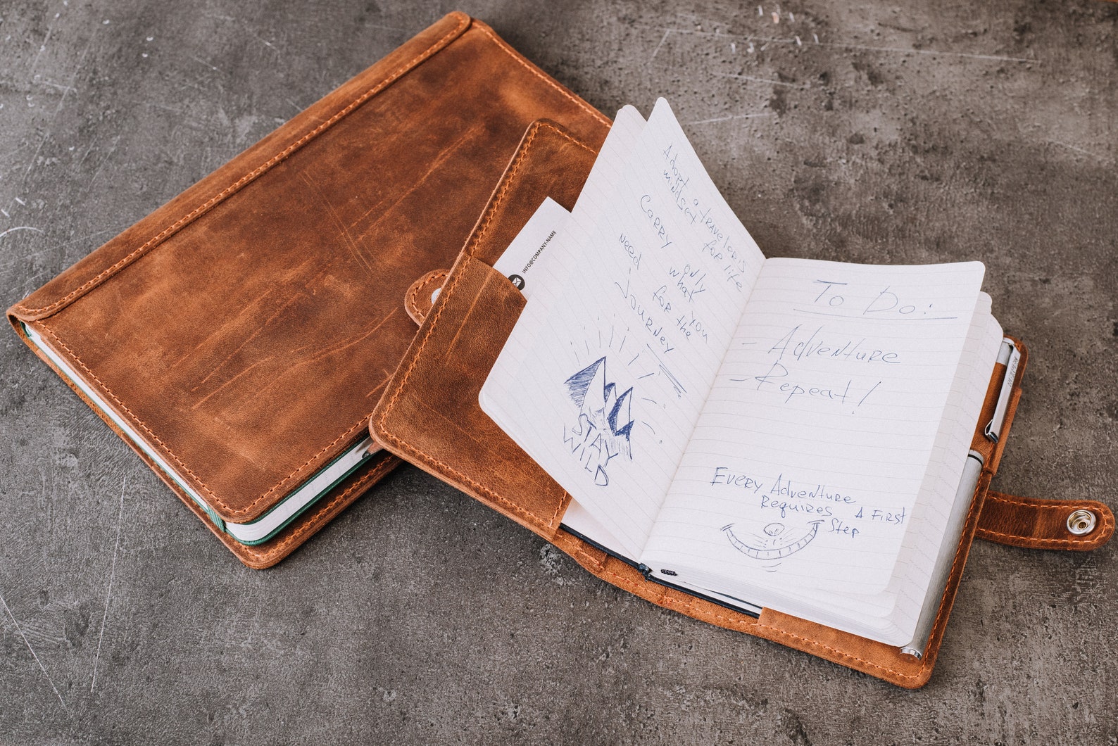 Moleskine Leather Cover Pocket With Pen Loop Leather Cover Etsy