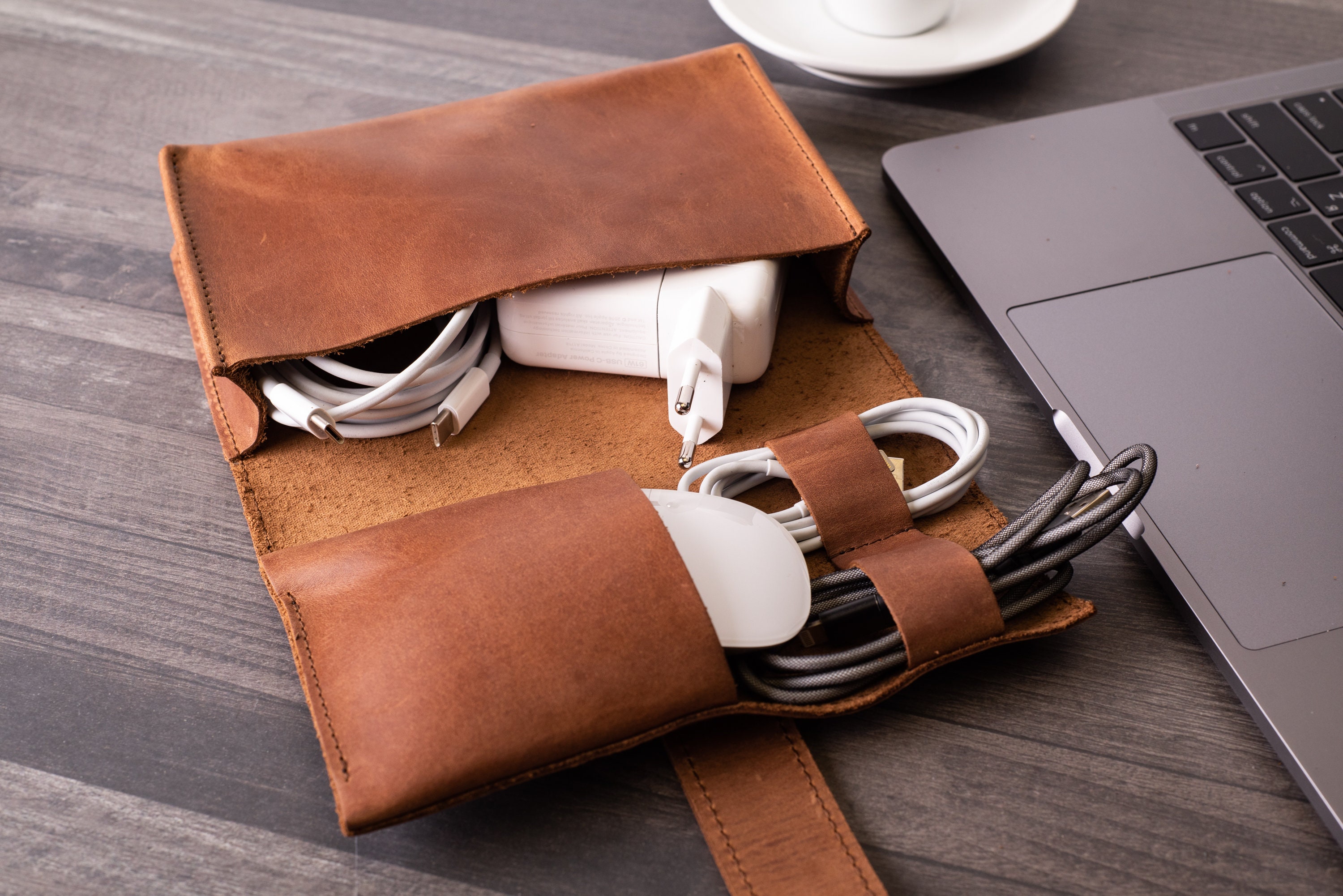 Leather cable organizer personalized cable organizer. Travel Etsy