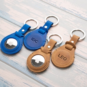 Funda de cuero compatible con AirTag, soporte personalizado para AirTag, soporte de cuero para AirTag, Día del Padre, llavero personalizado para AirTag, llavero de cuero