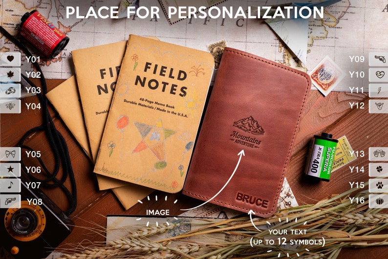 Leder Journal Cover für Moleskine Cahier Notebook Tasche Größe 3,5 x 5,5 Field Notes Cover Personalisiertes Geschenk Nachfüllbare Taschenhülle Bild 3