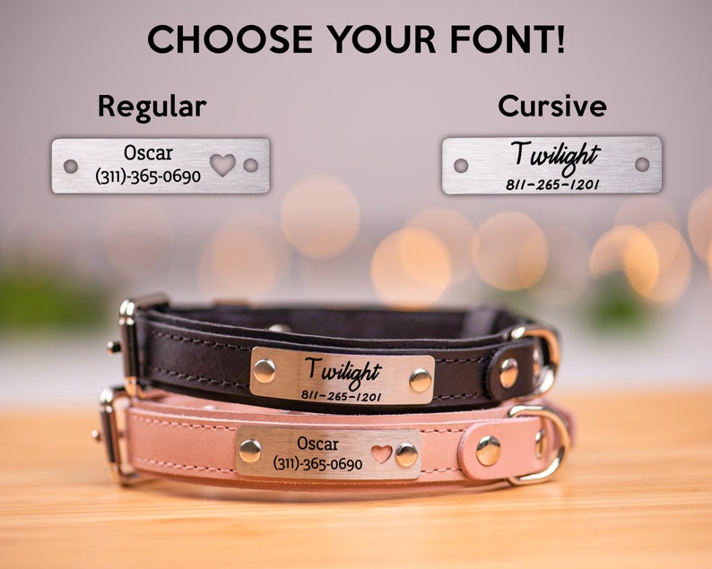Personalized Engraved Dog Collar Leather Dog Collar Engraved Etsy