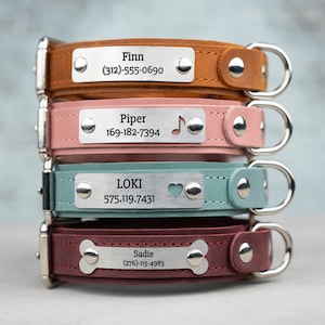Personalized Leather Dog Collar, Personalized Dog Collar, Genuine Leather Dog Collar, Engraved Leather Dog Collar