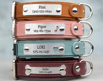 Personalized Leather Dog Collar, Personalized Dog Collar, Genuine Leather Dog Collar, Engraved Leather Dog Collar