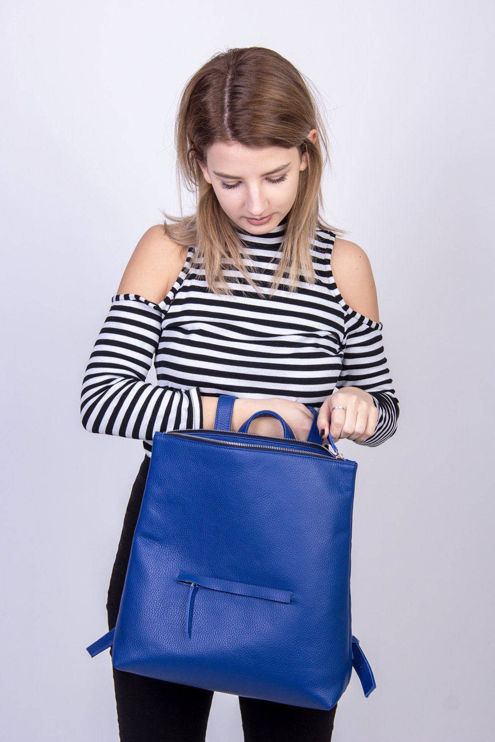 Leather Backpack Women Laptop Backpack Leather Purse. Soft Etsy