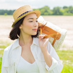 Leder-Picknickdecke, Tragegurt, verstellbare Schnallen, Griff, personalisiertes Geschenk