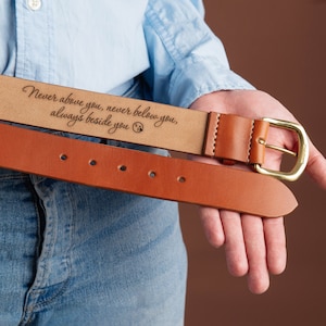 Custom Handmade Leather Belt, Anniversary Gift for Husband, Father&#39;s Day Gift, Engraved Leather Groomsman Gift, Anniversary Gift Fiancé