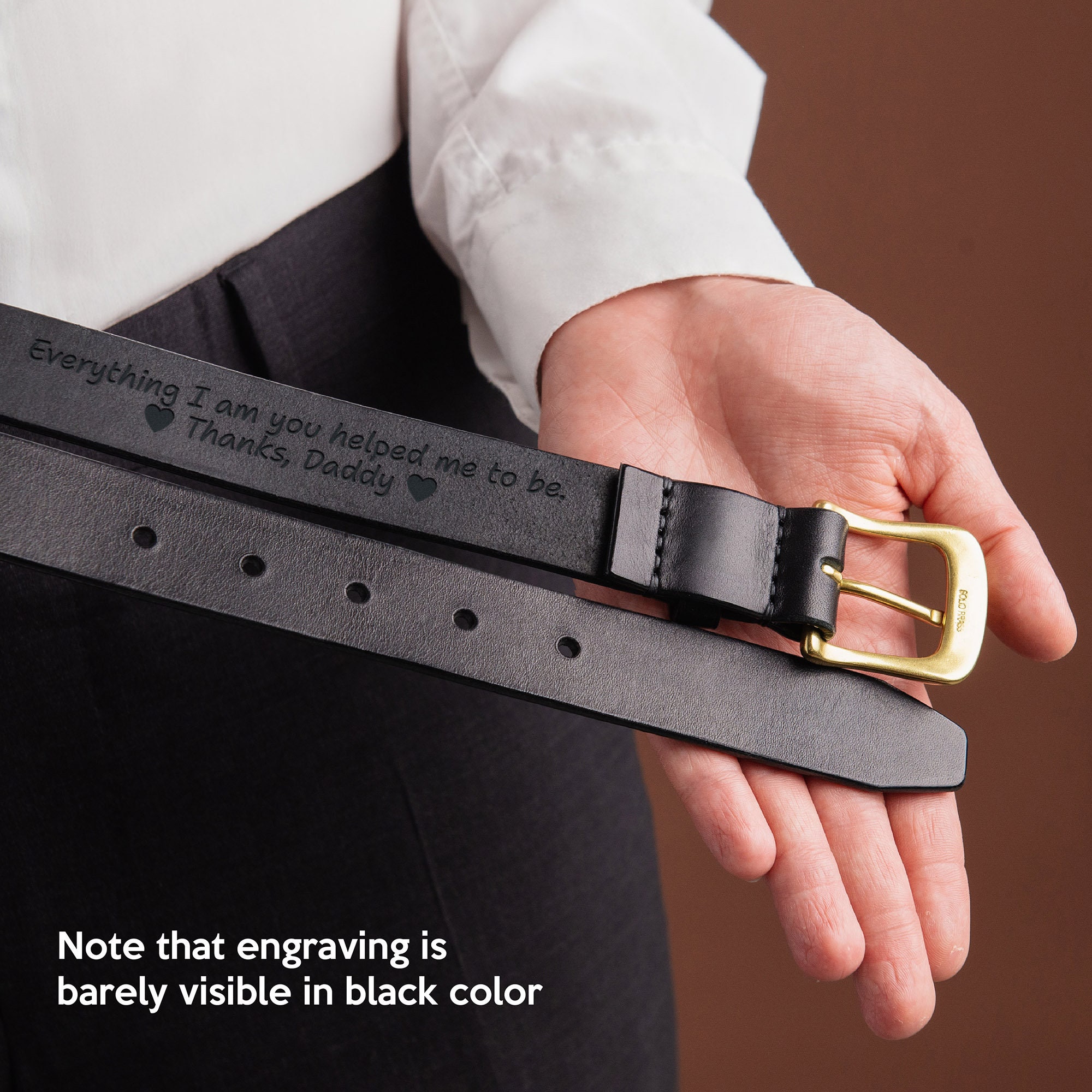 Ceinture Homme Personnalisable - Noir/marron, Tailles 36-40/40-44, Cadeau Gravé - 10
