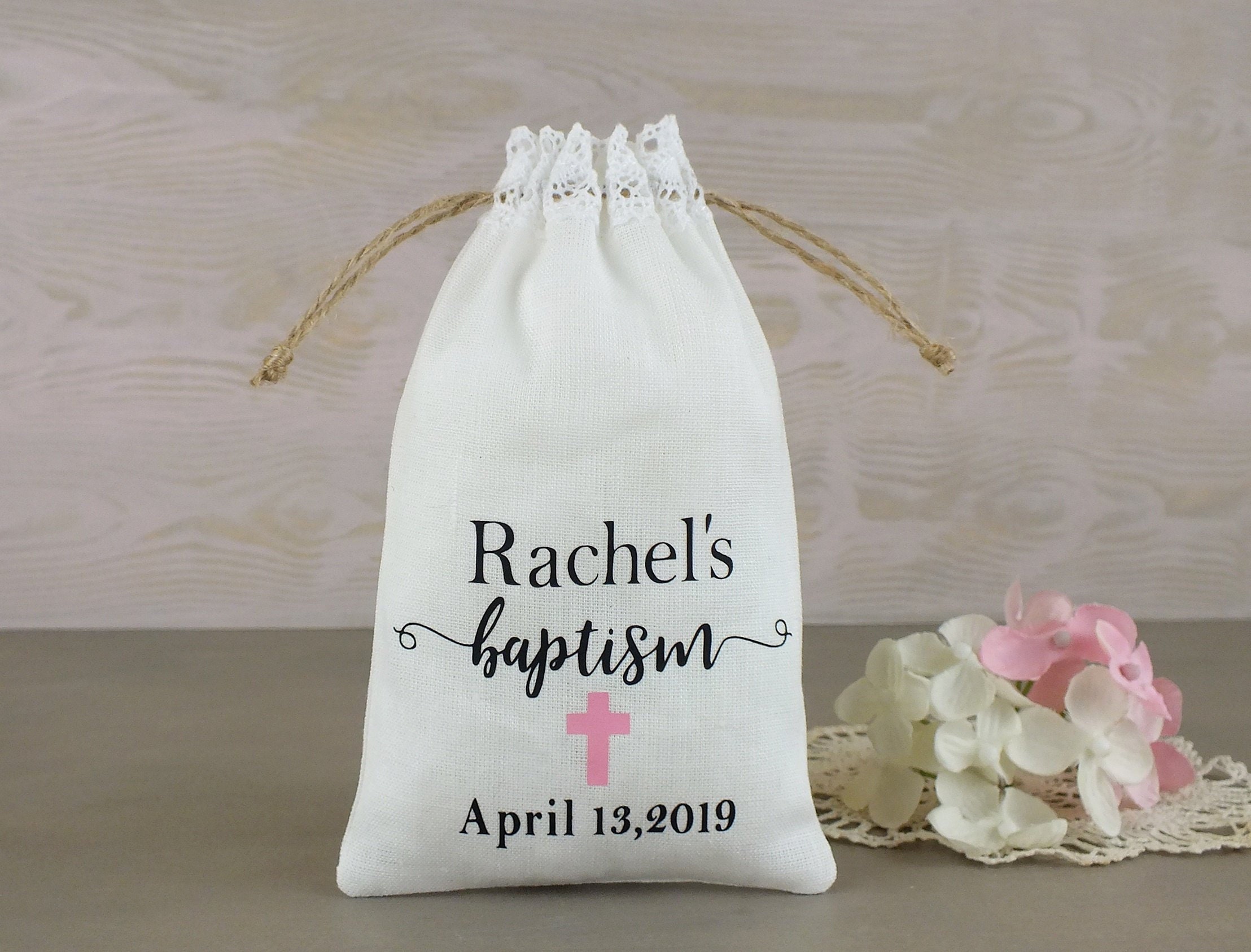 Girl Baptism favor bags Christening gift bags personalized Etsy