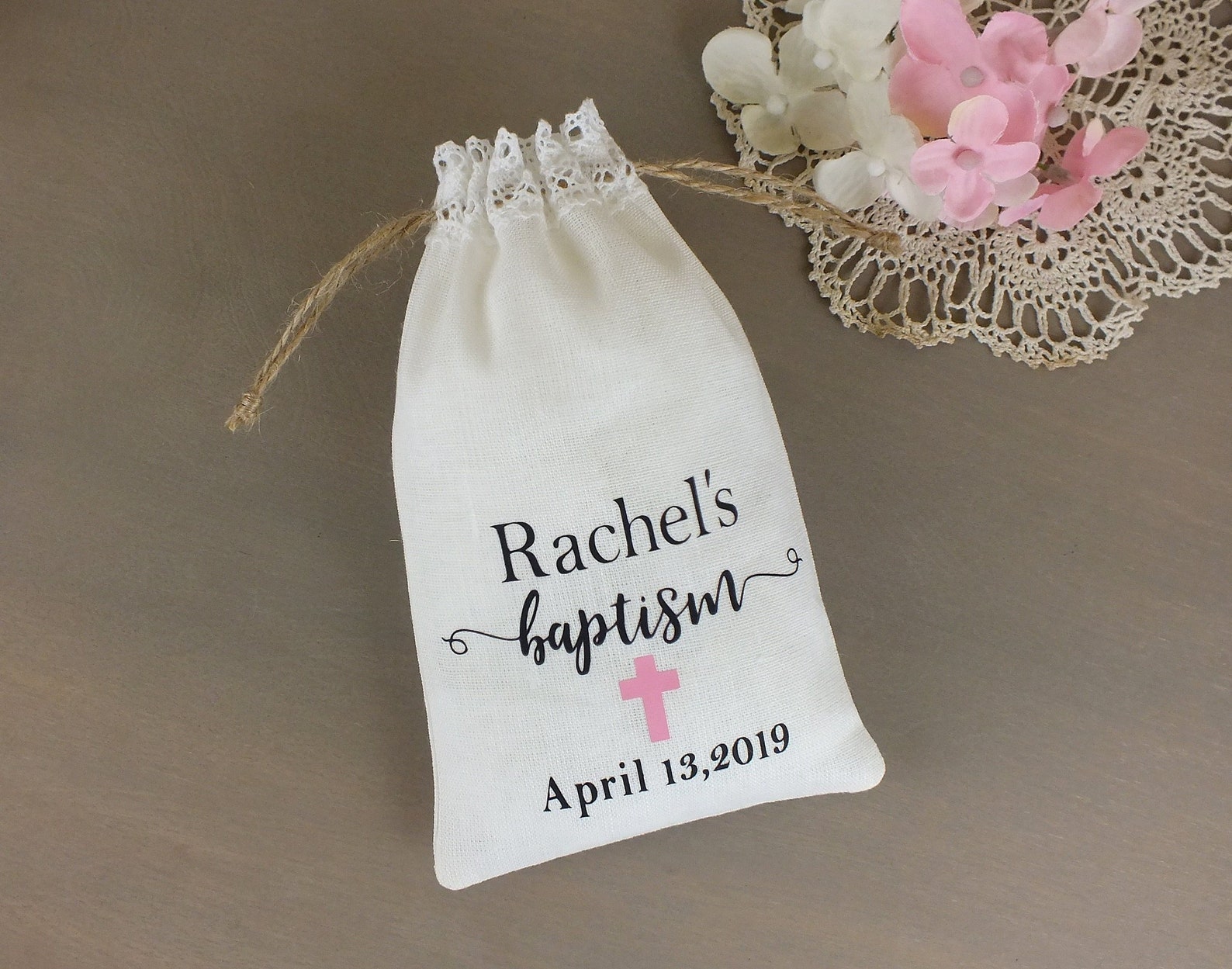 Girl Baptism favor bags Christening gift bags personalized Etsy