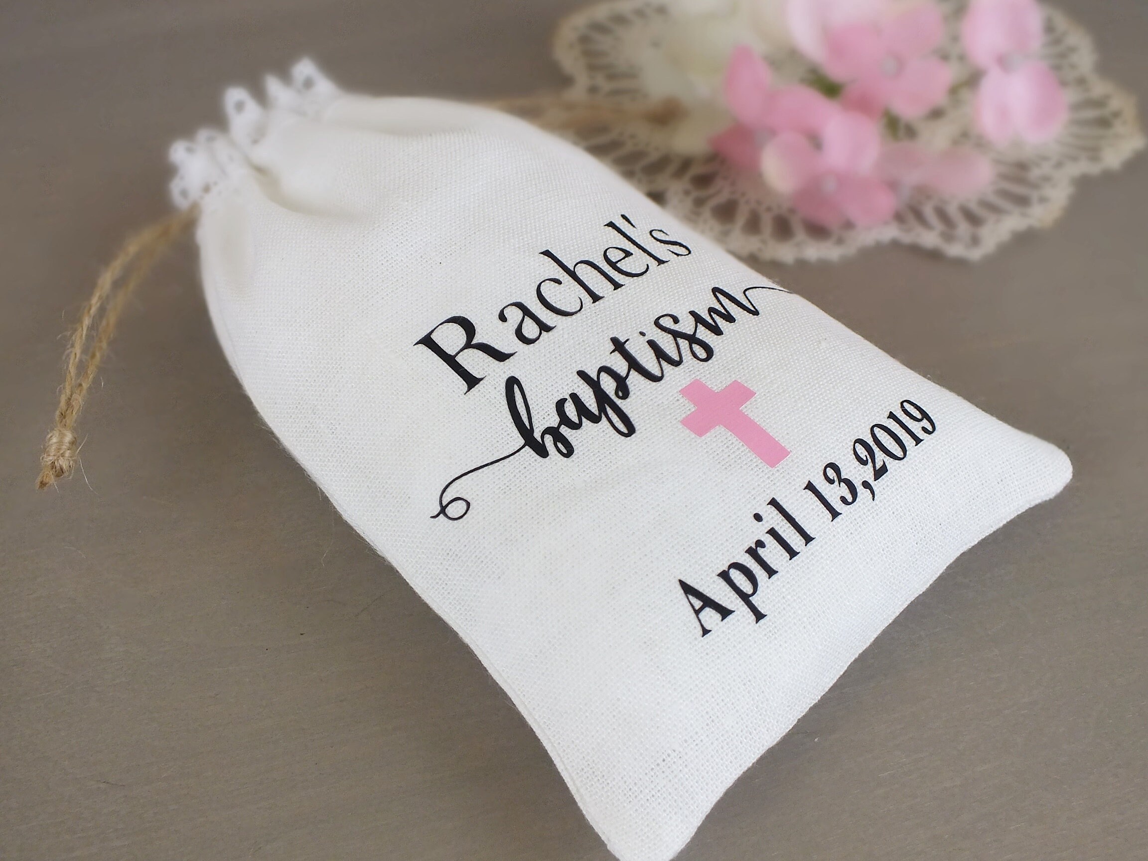 Girl Baptism favor bags Christening gift bags personalized Etsy