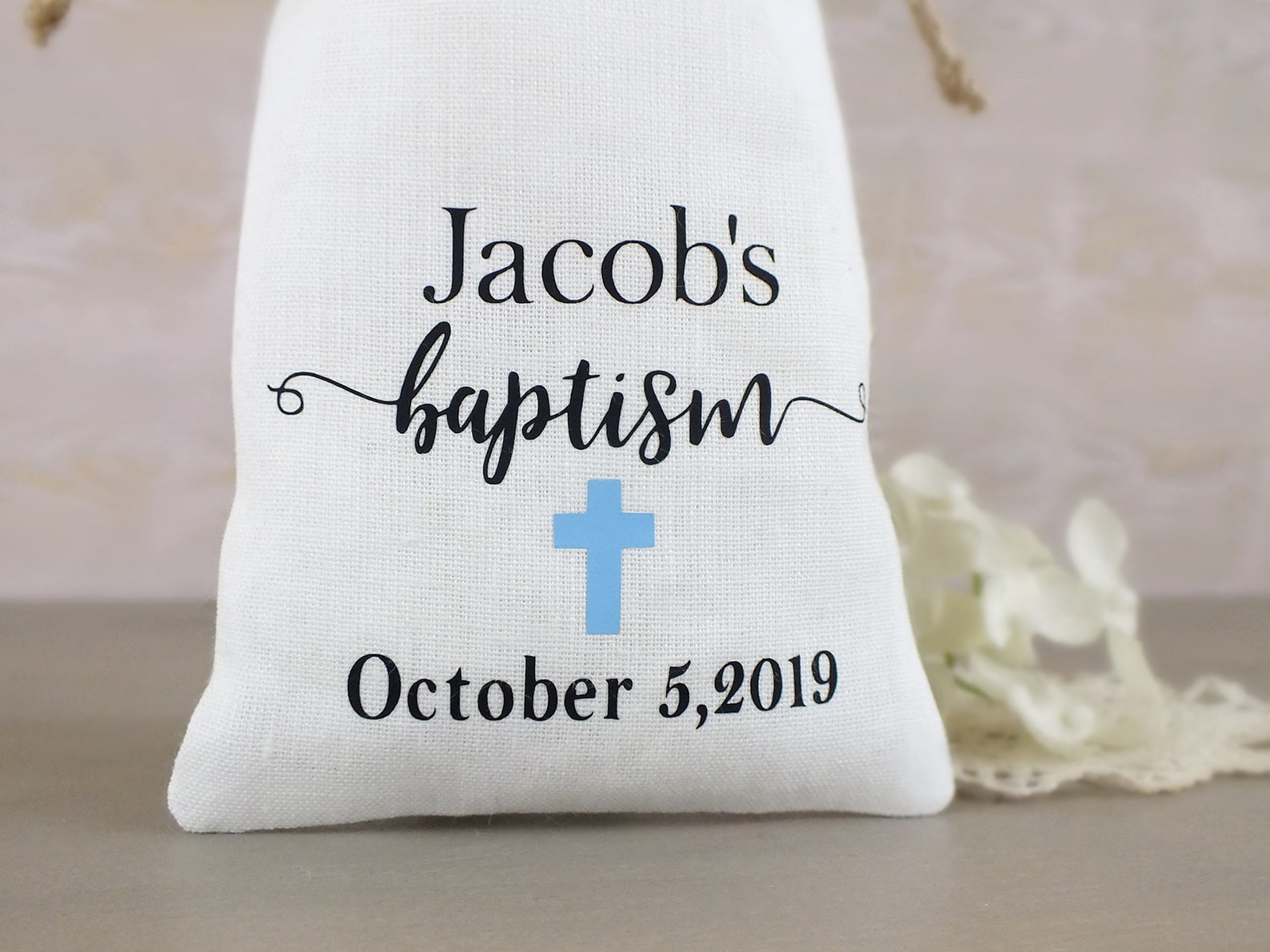Baptism favor bags for boys Personalized Christening gift Etsy